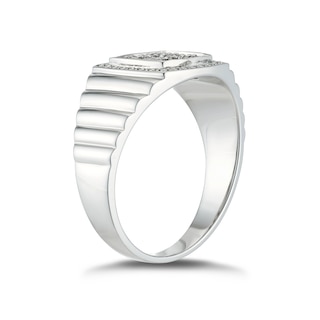 Sterling Silver Diamond Signet Ring|H.Samuel