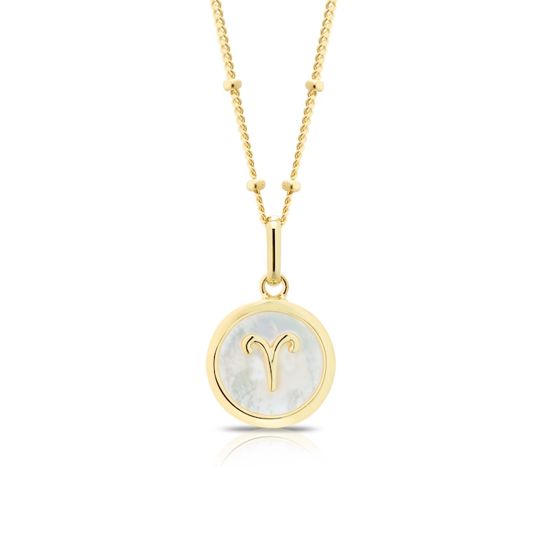 Sterling Silver & 18ct Gold Plated Vermeil Mother Of Pearl Aries Pendant