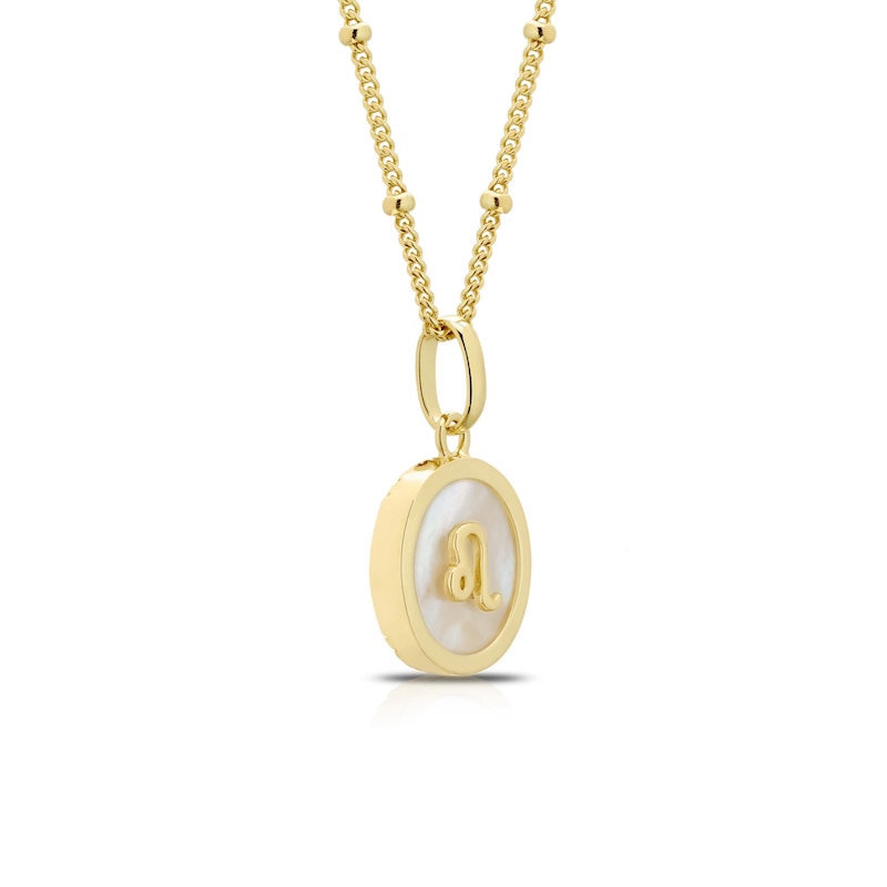 Sterling Silver & 18ct Gold Plated Vermeil Mother Of Pearl Leo Pendant