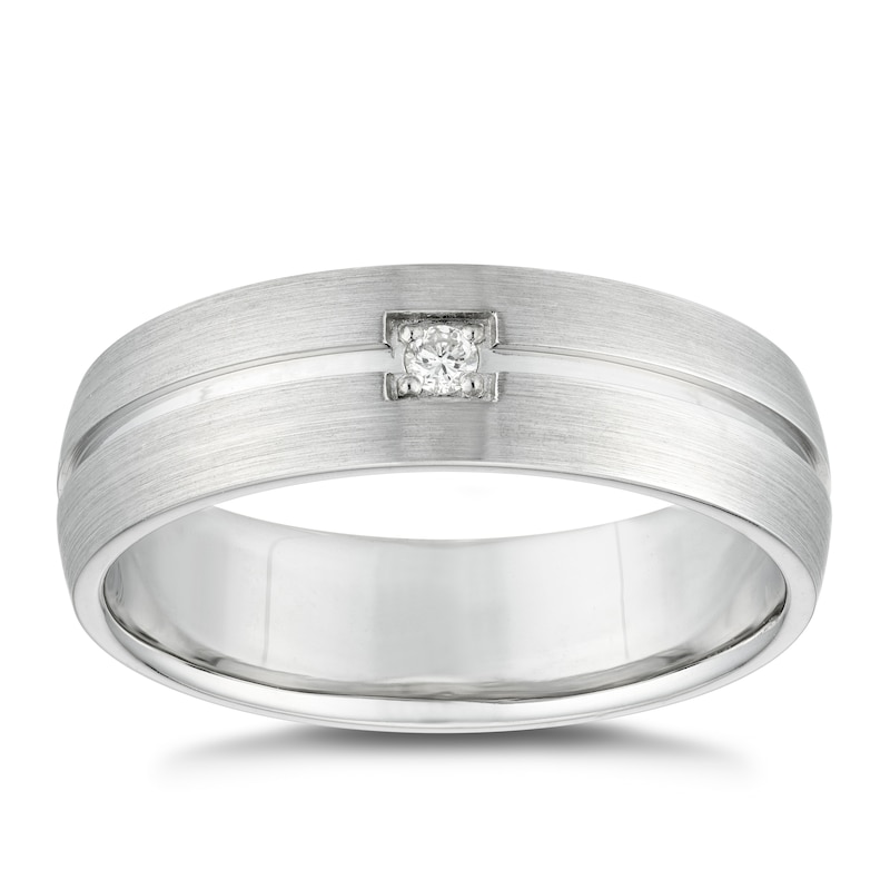 Sterling Silver Solitaire 6mm Diamond Grooved Ring
