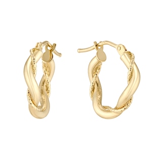 9ct Yellow Gold Double Twist 10mm Hoop Earrings H.Samuel