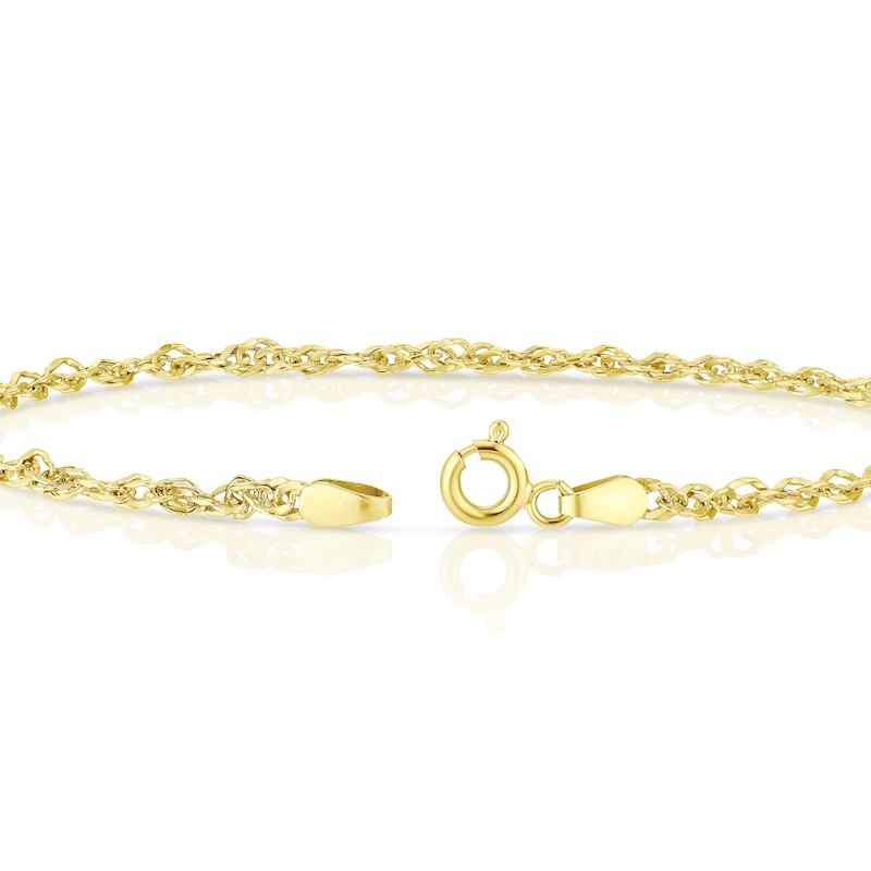 9ct Yellow Gold 7.5 Inch Singapore Chain Bracelet