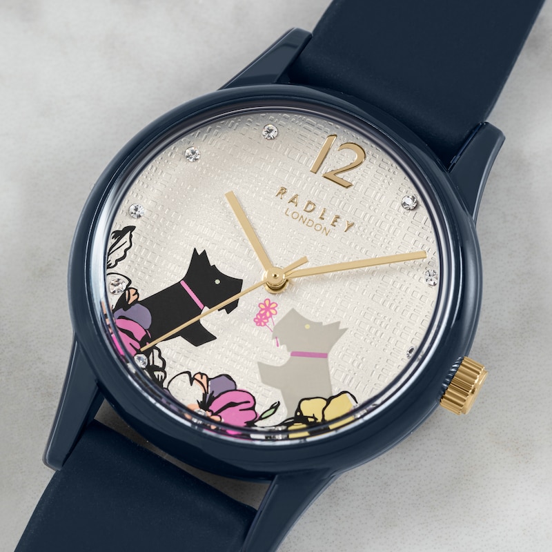 Radley 'Say it With Flowers' Navy Silicone Strap Watch
