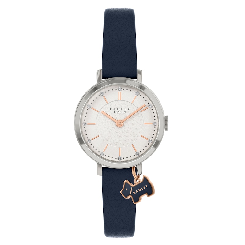 Radley Crystal Ladies' White Dial Blue Leather Strap Watch