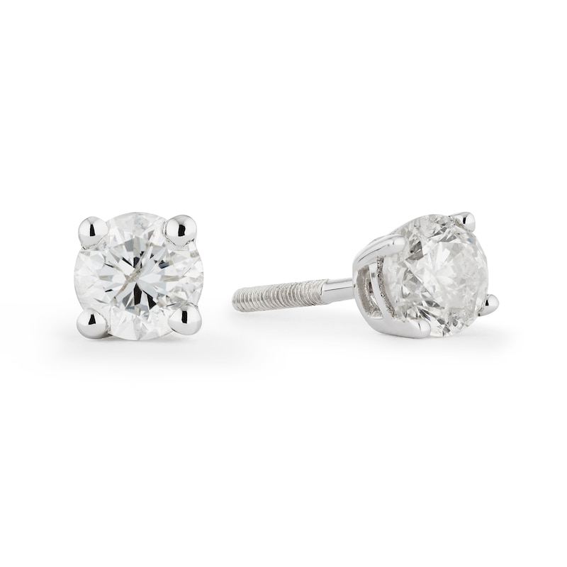 9ct White Gold 0.66ct Diamond Solitaire Stud Earrings