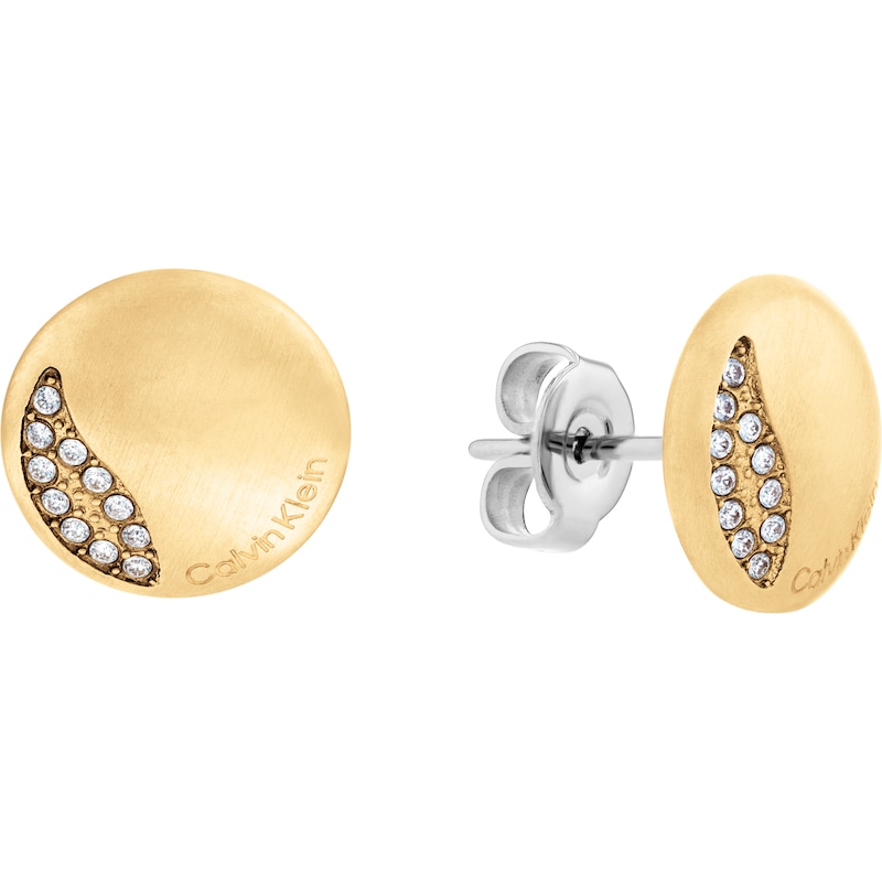 Calvin Klein Ladies' Gold Tone Brushed Crystal Earrings