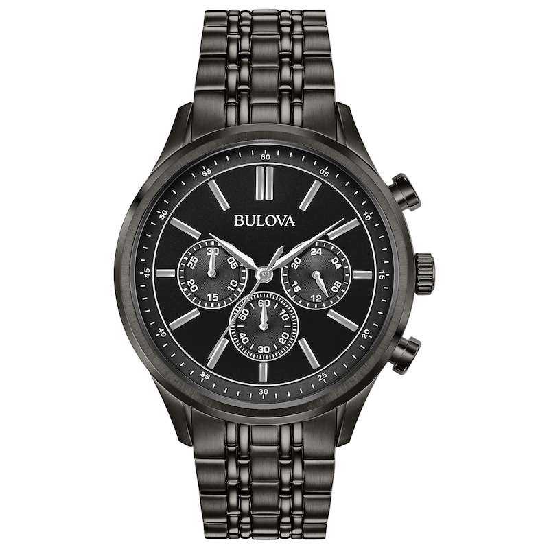 Bulova Classic Chronograph Men's Black Ip Stainless Steel Bracelet Watch