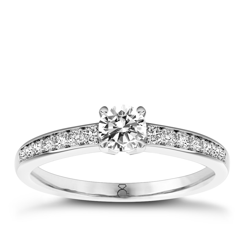 The Diamond Story 18ct White Gold Solitaire 0.66ct Total Diamond Ring