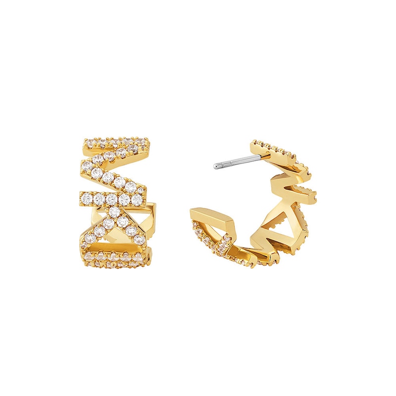 Michael Kors 14ct Gold Plated Logo Huggie Earrings