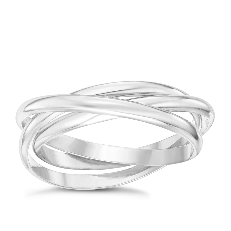 Sterling Silver Intertwined Russian 3 Band Ring Size P