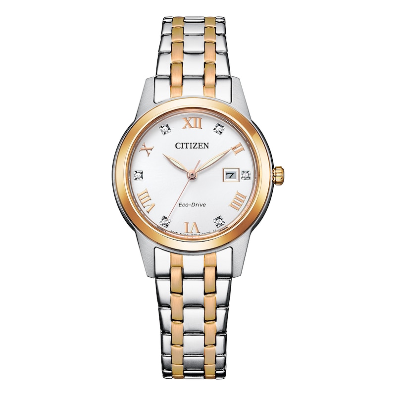 Citizen Eco-Drive Ladies' White Dial Two Tone Stainless Steel Bracelet Watch