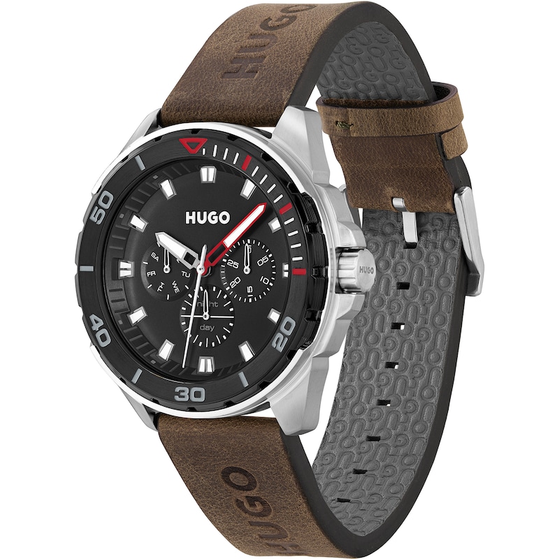 HUGO Fresh Men's Brown Leather Strap Bracelet Watch