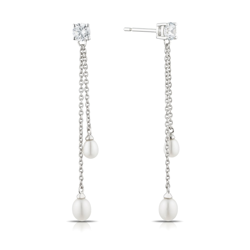 Sterling Silver & Cubic Zirconia Pearl Drop Stud Earrings