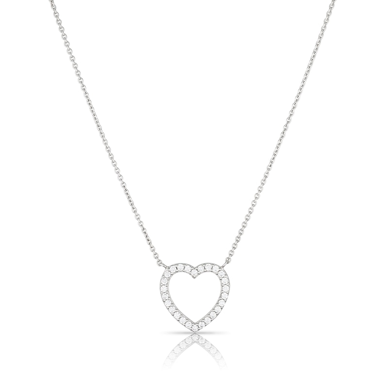 Sterling Silver & Cubic Zirconia Open Heart Necklace