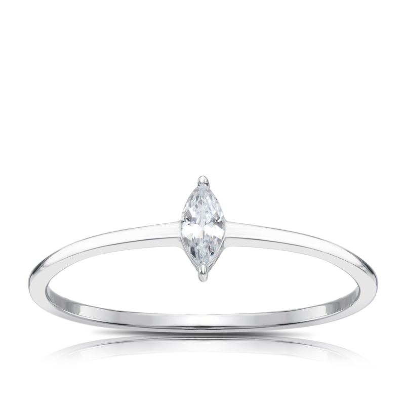 Sterling Silver & Cubic Zirconia Marquise Cut Ring Size N