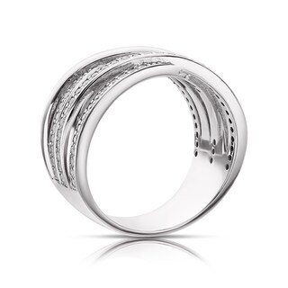 Cubic Zirconia & Sterling Silver Heart Crossover Ring