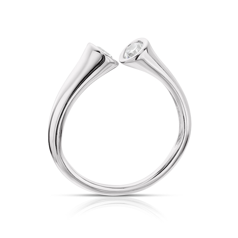 Sterling Silver & Cubic Zirconia Open Ring Size N