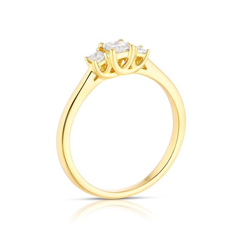 9ct Yellow Gold 0.33ct Diamond Princess Cut Trilogy Ring