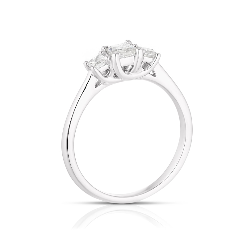 9ct White Gold 0.50ct Diamond Princess Cut Trilogy Ring