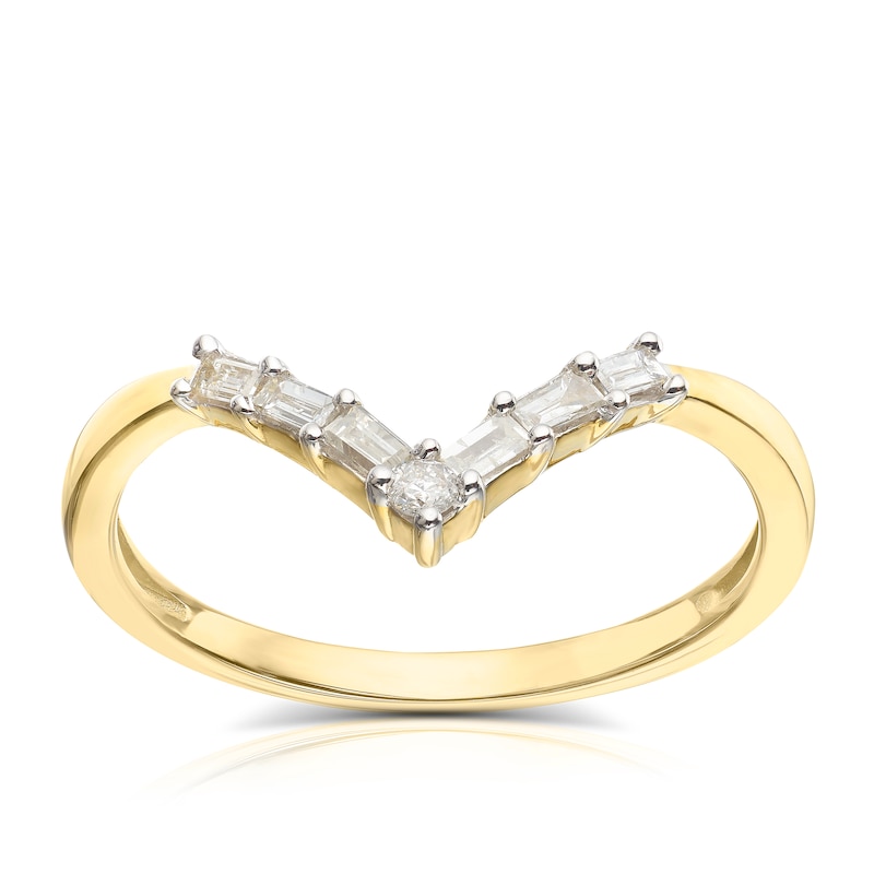9ct Yellow Gold 0.15ct Total Diamond Wishbone Eternity Ring