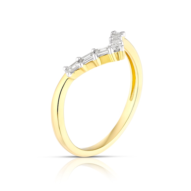 9ct Yellow Gold 0.15ct Total Diamond Wishbone Eternity Ring