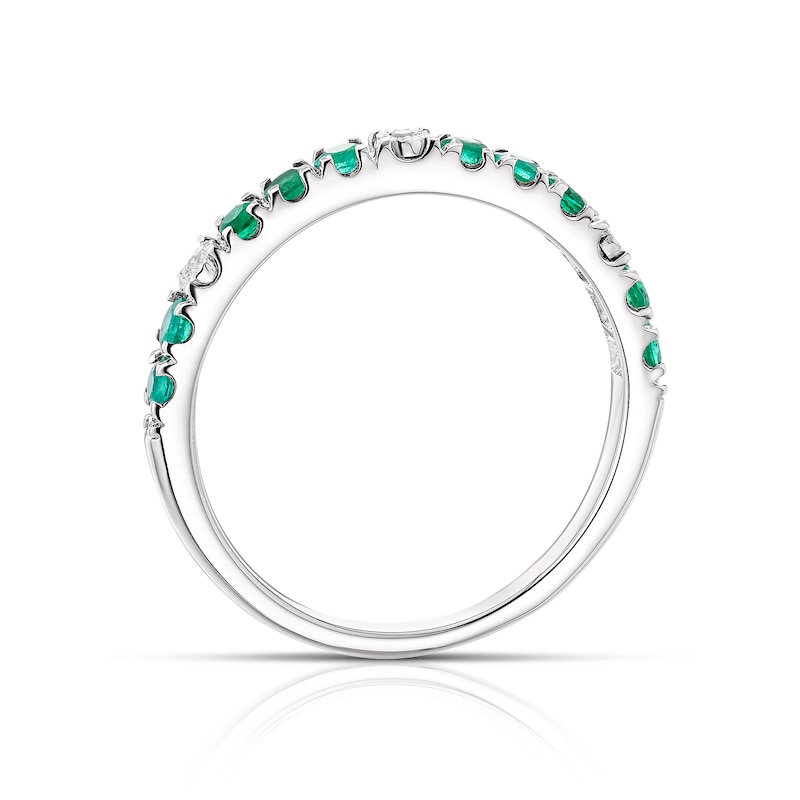 9ct White Gold Emerald & Diamond Eternity Ring