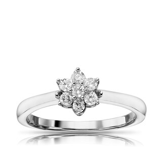 9ct White Gold 0.25ct Diamond Total Flower Cluster Ring H.Samuel