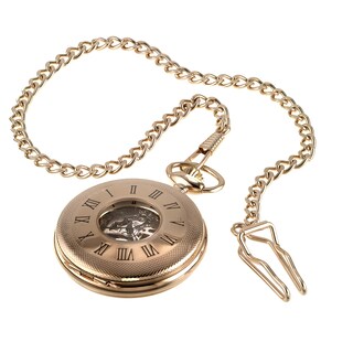 Men's Rose Gold Plated Skeleton Pocket Watch H.Samuel