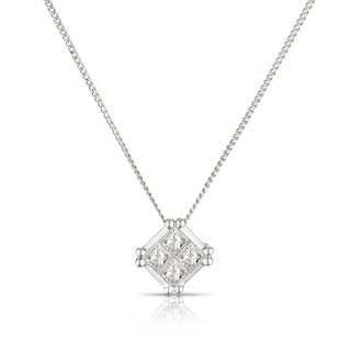 9ct White Gold 0.25ct Diamond Total Square Necklace H.Samuel