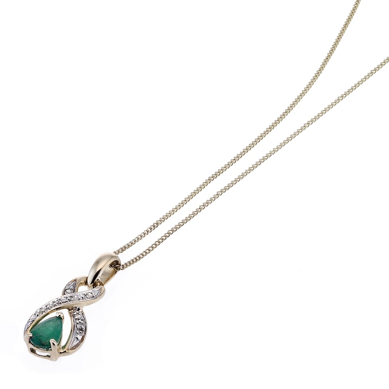 9ct Gold Diamond and Emerald Pendant