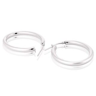 Sterling Silver Large Oval Shaped Hoop Earrings H.Samuel