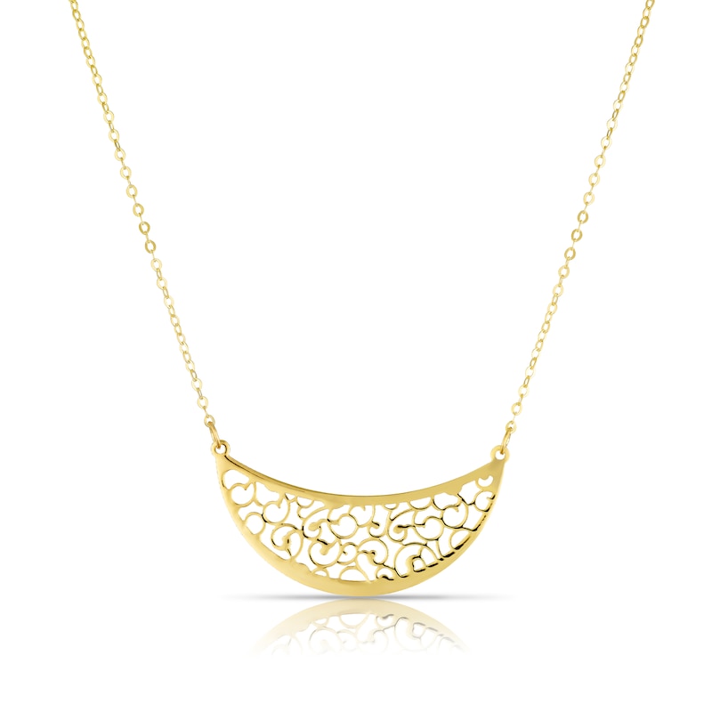 9ct Yellow Gold Crescent Shaped 18 Inch Necklace