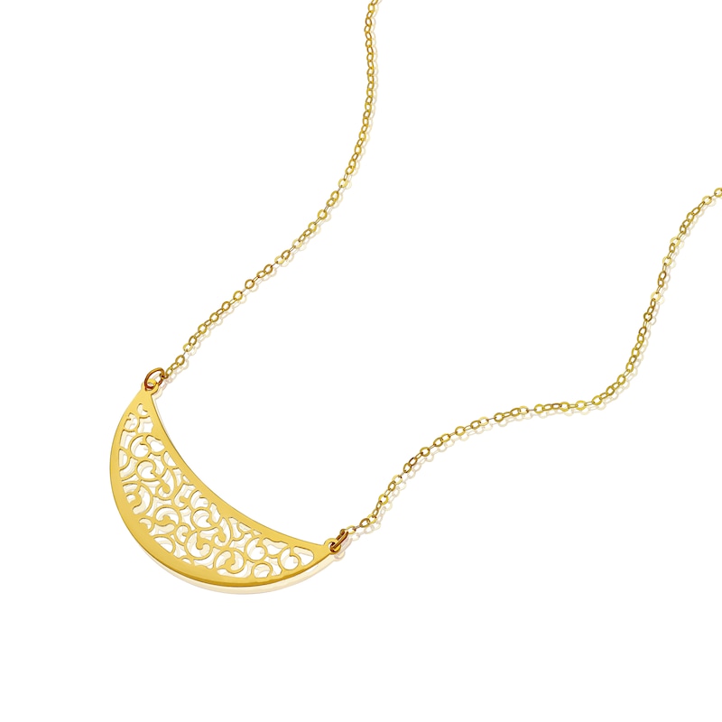 9ct Yellow Gold Crescent Shaped 18 Inch Necklace