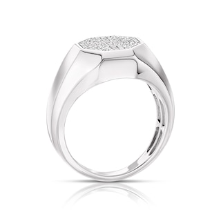 Men's Sterling Silver 0.05ct Diamond Cluster Hexagon Ring|H.Samuel