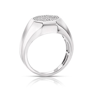 Men's Sterling Silver 0.05ct Diamond Cluster Hexagon Ring|H.Samuel