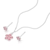 Thumbnail Image 1 of Children's Silver Pink Crystal Flower Pendant & Earrings Set