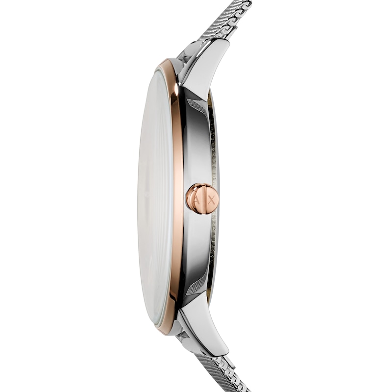 Armani Exchange Ladies' Rose Gold Tone Bezel Stainless Steel Mesh Strap Watch