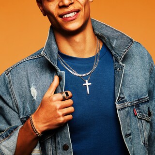 Sterling Silver 20 Inch Men's Cross Pendant H.Samuel