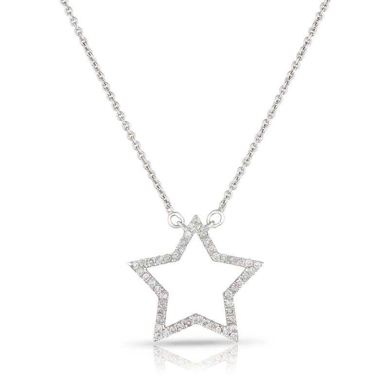 Silver 0.15ct Diamond Pavé Star Pendant