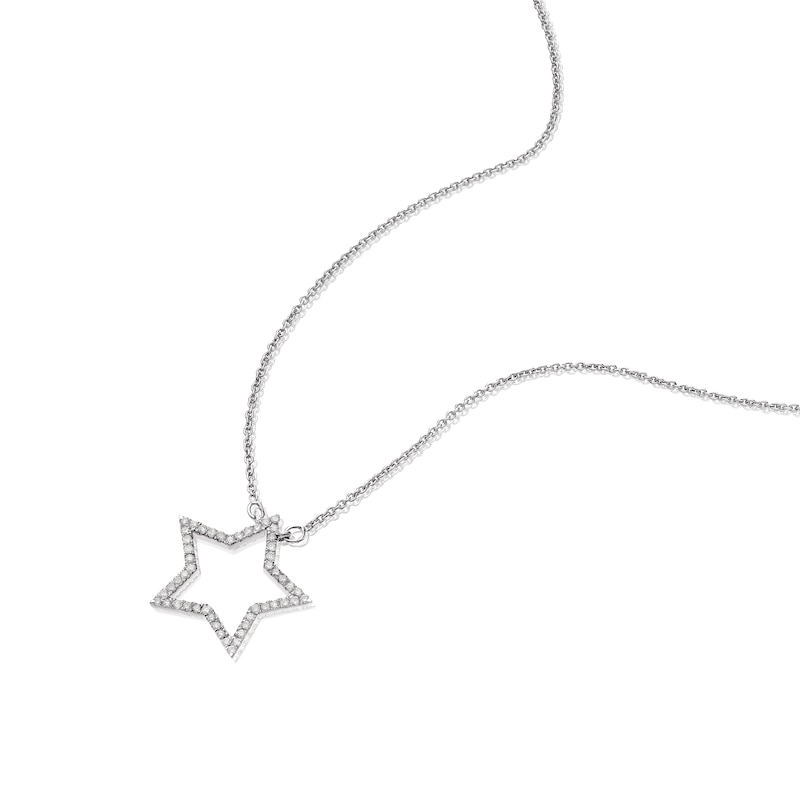 Silver 0.15ct Diamond Pavé Star Pendant