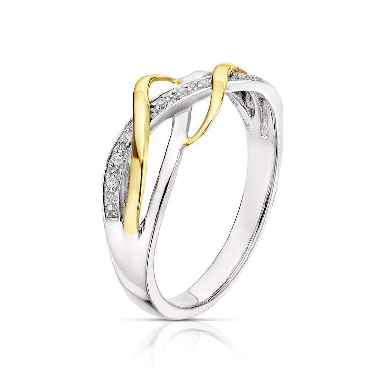 9ct Yellow Gold and Silver Cubic Zirconia Weave Ring