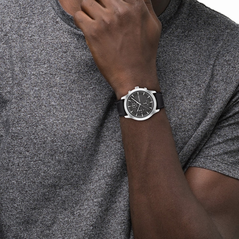 Calvin Klein Men's Black Leather Strap Watch