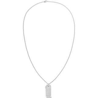 Men's Calvin Klein Stainless Steel Brushed Dog Tag Necklace H.Samuel