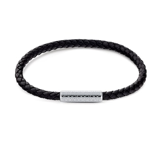 Calvin Klein Leather And Stainless Steel Wrap Bracelet. H.Samuel