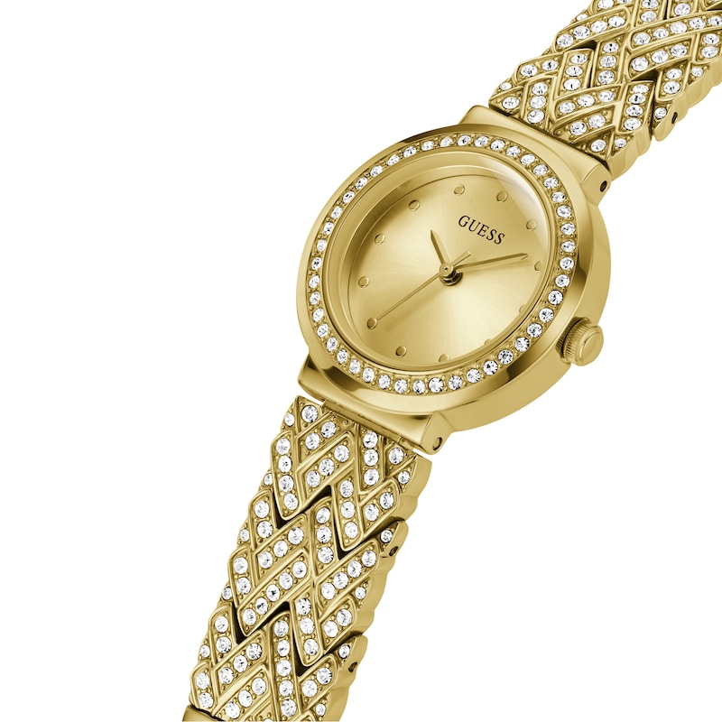 Guess Treasure Ladies' Gold Tone Stone Set Half Bangle Watch
