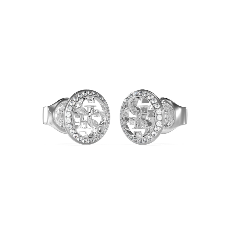 GUESS Life In 4G Rhodium Plated Crystal Stud Earrings