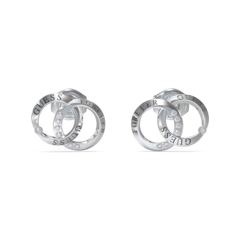 GUESS Mini Forever Links Rhodium Plated Crystal Stud Earrings