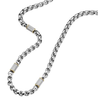 Fossil All Stacked Up Men's TwoTone Steel Chain Necklace H.Samuel