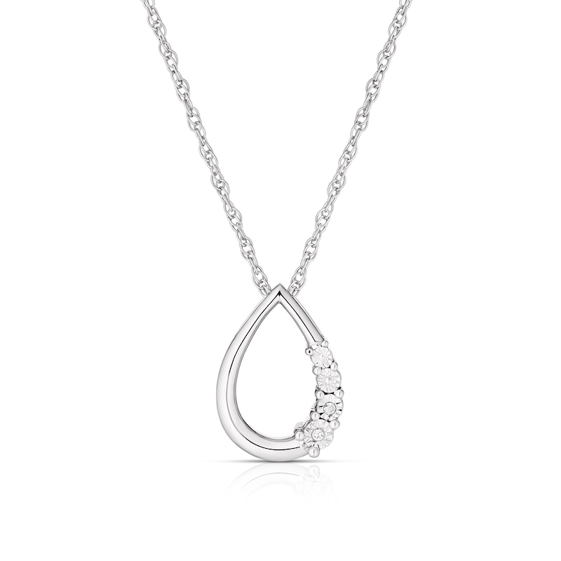 Sterling Silver Diamond Open Pear Shape Pendant