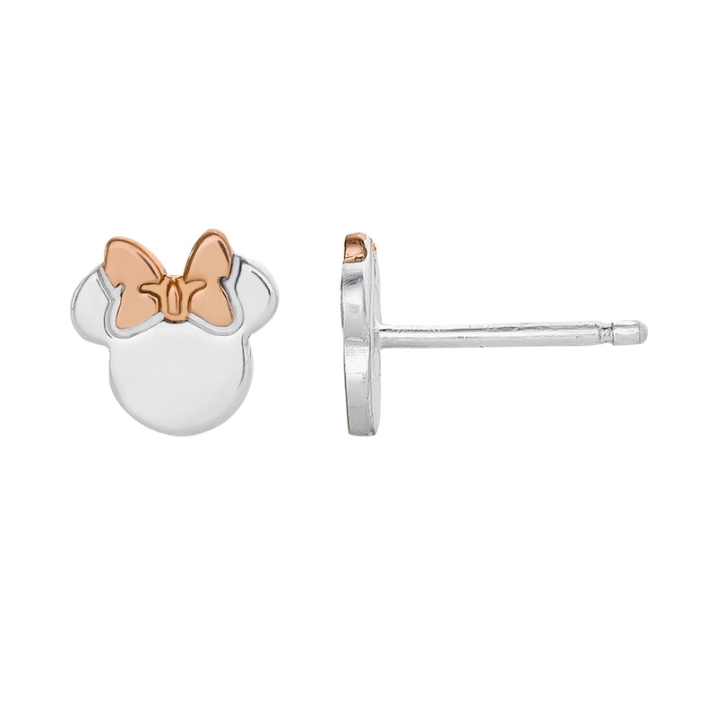 Disney Minnie Mouse Silver & Rose Gold Plated Stud Earrings